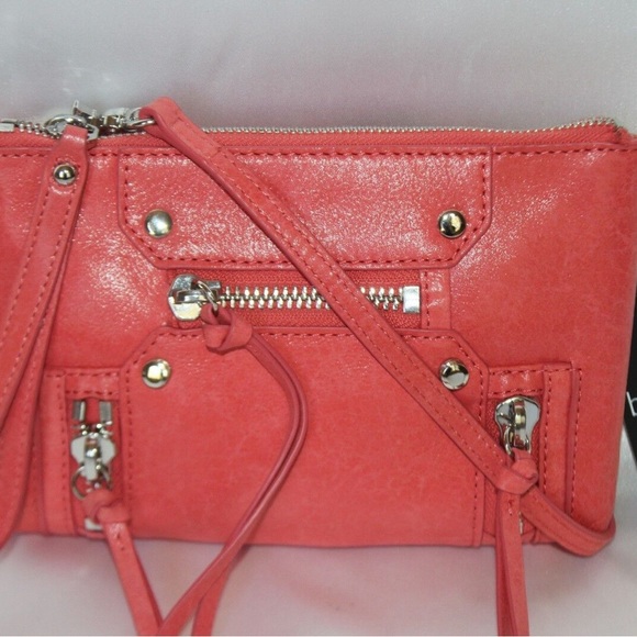 NEW! NWT! BOTKIER Salmon Leather Zip Crossbody LOGAN Organizer Wristlet Bag - Picture 4 of 4